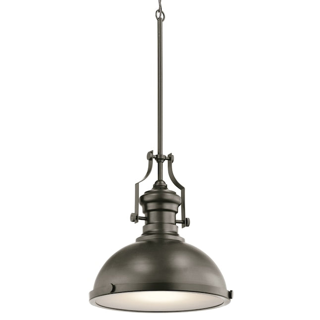 Kichler Bronze Transitional Frosted Glass Dome Hanging Pendant Light