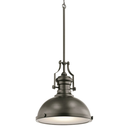 Kichler Bronze Transitional Frosted Glass Dome Hanging Pendant Light